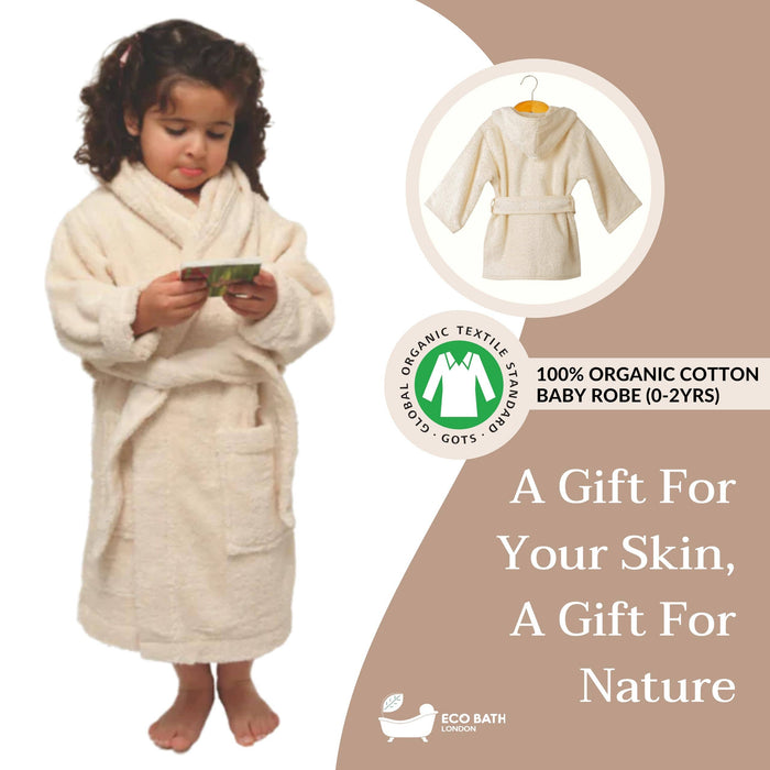 Hooded Toddler Bathrobe - GOTS Certified Organic Cotton