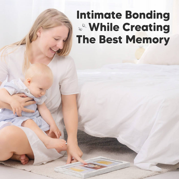 Baby Handprint, Footprint Keepsake Duo Frame: Vintage White