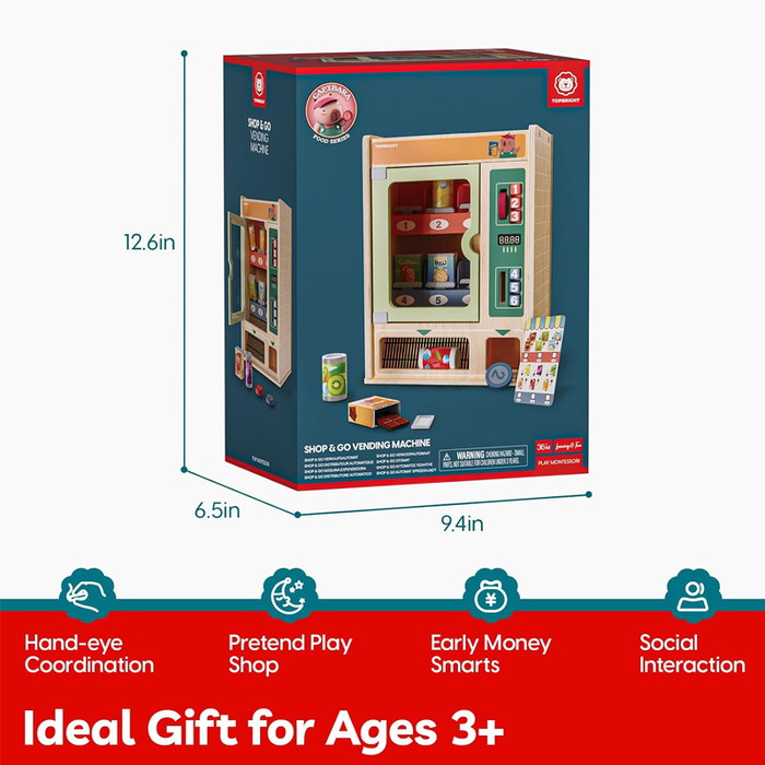 Wooden Vending Machine Set with Snacks