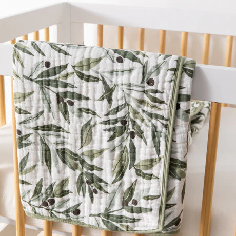 Olive Branches 3-Layer Organic Muslin Quilt