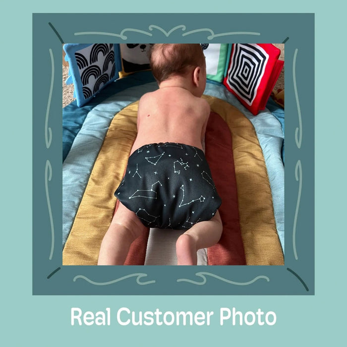 Space and Sky: Essentials Pocket Cloth Diaper with Athletic Wicking Jersey, Grows with your Baby