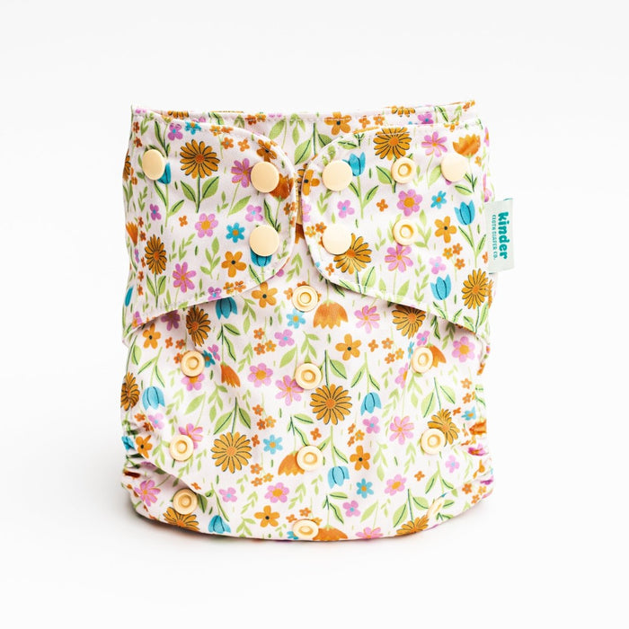 Floral: Essentials Pocket Cloth Diaper with Athletic Wicking Jersey, Grows with your Baby