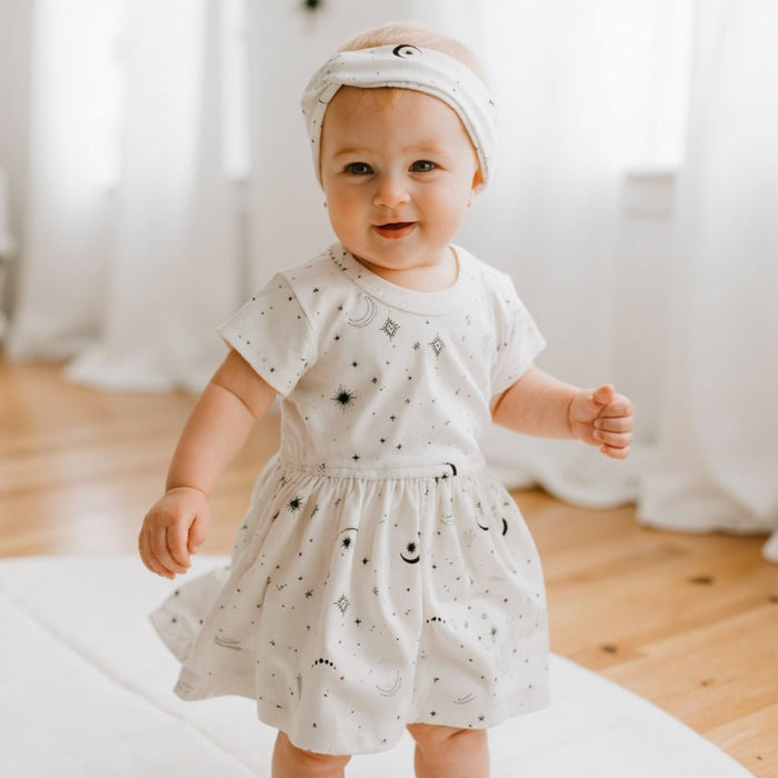 short sleeve twirl dress | celestial