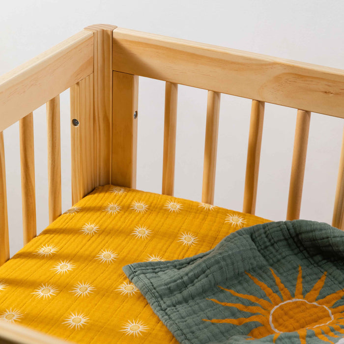 T26933,Babyletto,Golden Hour Muslin All-Stages Midi Crib Sheet in GOTS Certified Organic Cotton