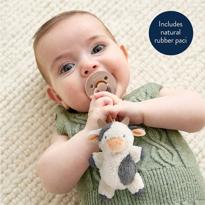 Cow Bitzy Pal Natural Rubber Pacifier & Plush