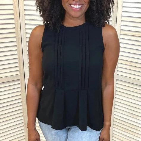 Black Pleated Peplum Nursing Tank Top