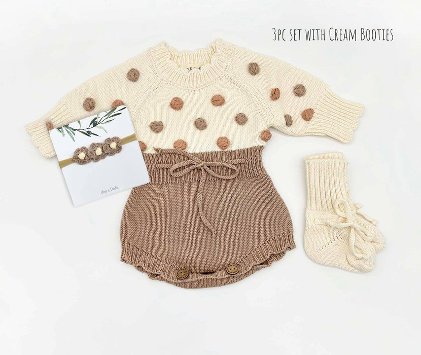 Cream Fog Lottie Dot Knit Romper
