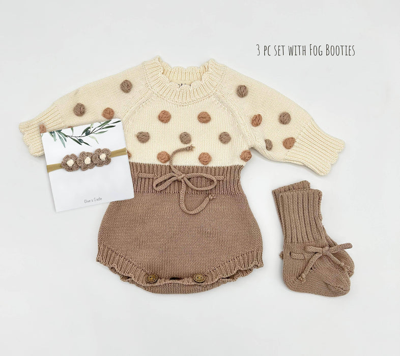 Cream Fog Lottie Dot Knit Romper