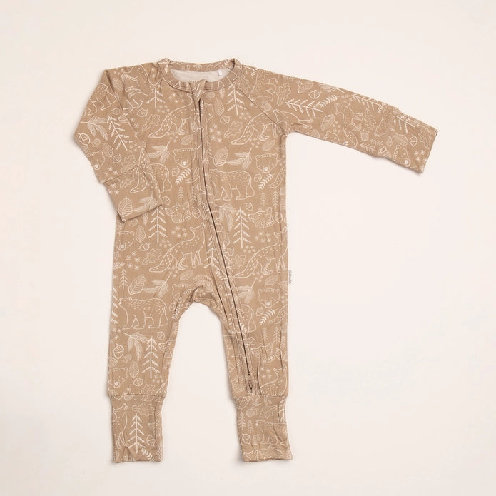 Woodland Taupe Bamboo Convertible Romper/Sleeper