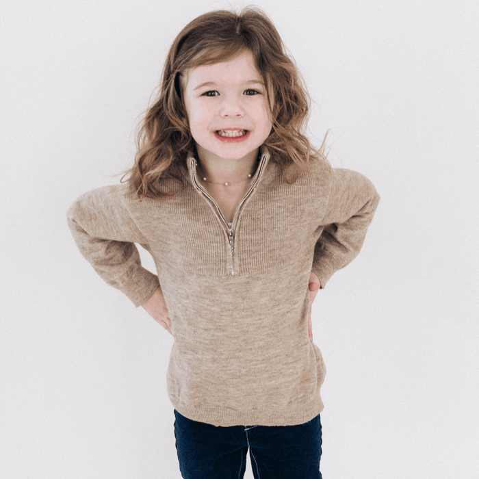 Sand Quarter Zip Sweater