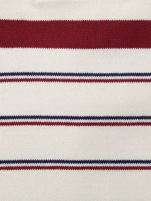 Ivory Stripe Shawl Collar Organic Sweater