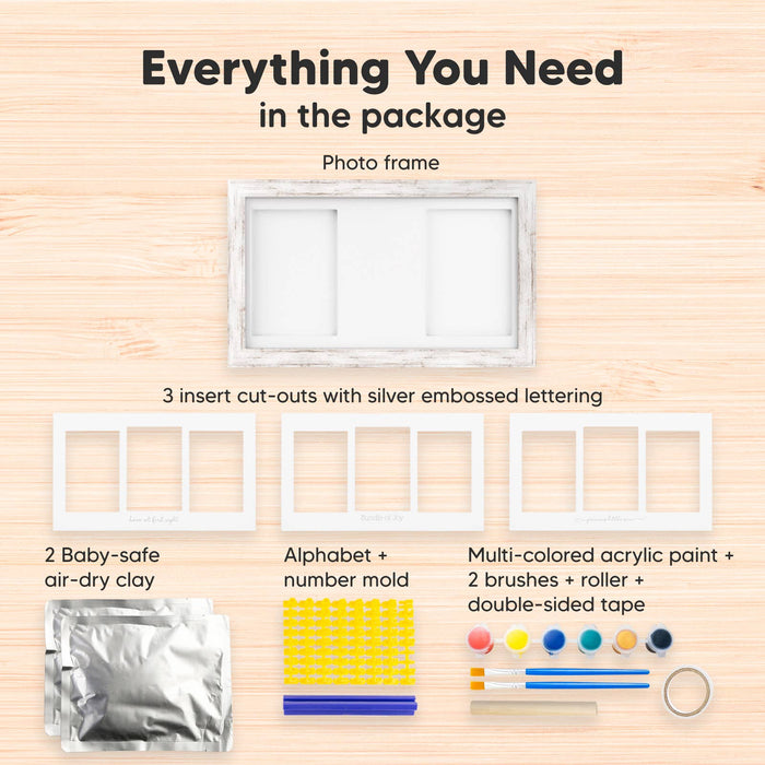 Baby Handprint, Footprint Keepsake Duo Frame: Vintage White