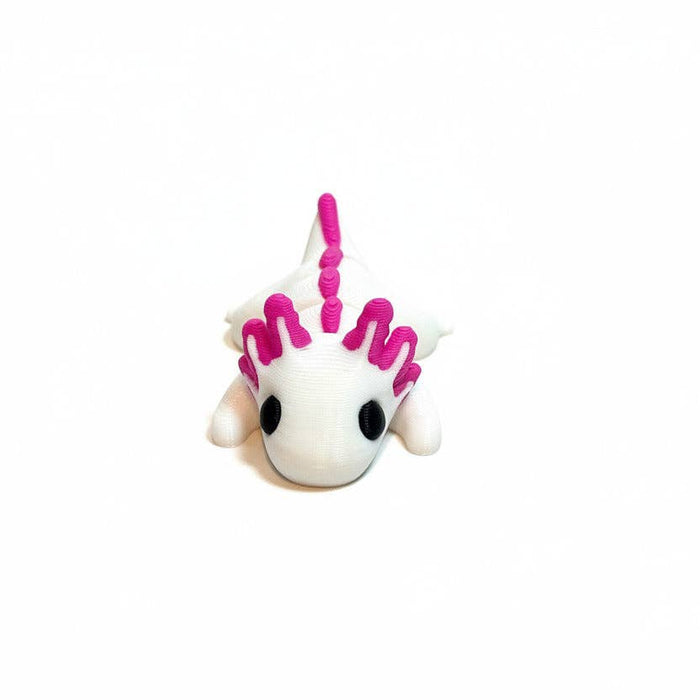 Axolotl (White and Hot Pink) • Mini 3D Printed Articulated Animal • Flexi Animals [#29] - Nature Baby Outfitter