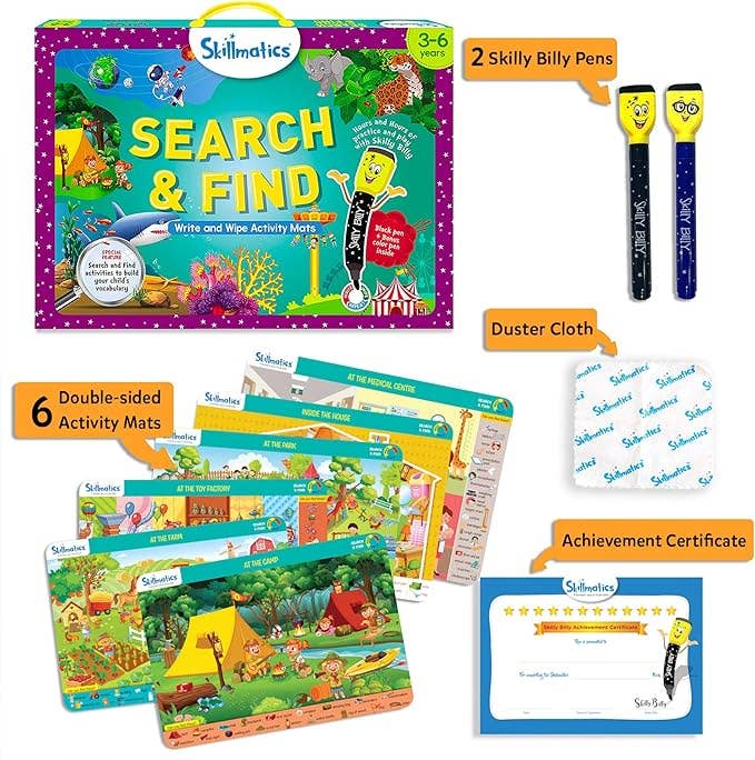 Search & Find Wipe and Write Activity Mats