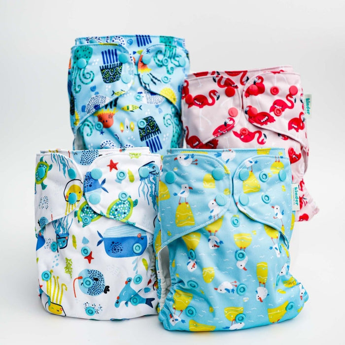 Animals and Insects: Essentials Pocket Cloth Diaper with Athletic Wicking Jersey, Grows with your Baby