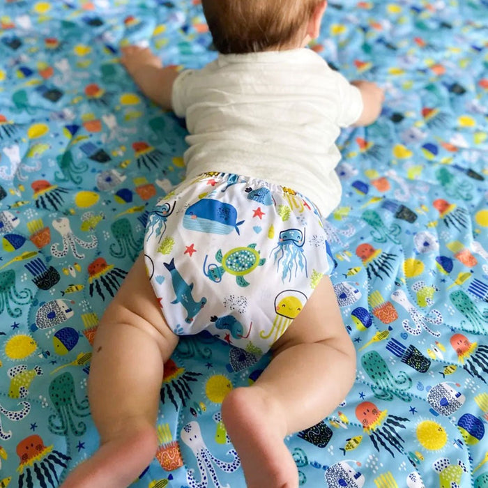 Animals and Insects: Essentials Pocket Cloth Diaper with Athletic Wicking Jersey, Grows with your Baby