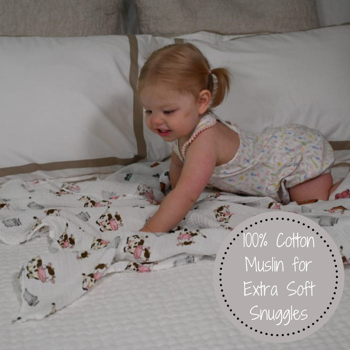 The Cow Goes MOO Swaddle Blanket