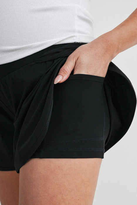 Active Maternity Workout Shorts with Over-Bump Belly Band