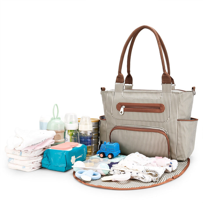8Pcs Baby Nappy Diaper Bags Set for Mom Dad Mummy Handbags Multifunctional Diaper Changing Bags with Bottle Bag Mesh Bag Purse Diaper Pad 2 Burp Cloth