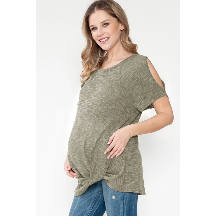 Maternity Front Hem Tie Knotted Basic Top