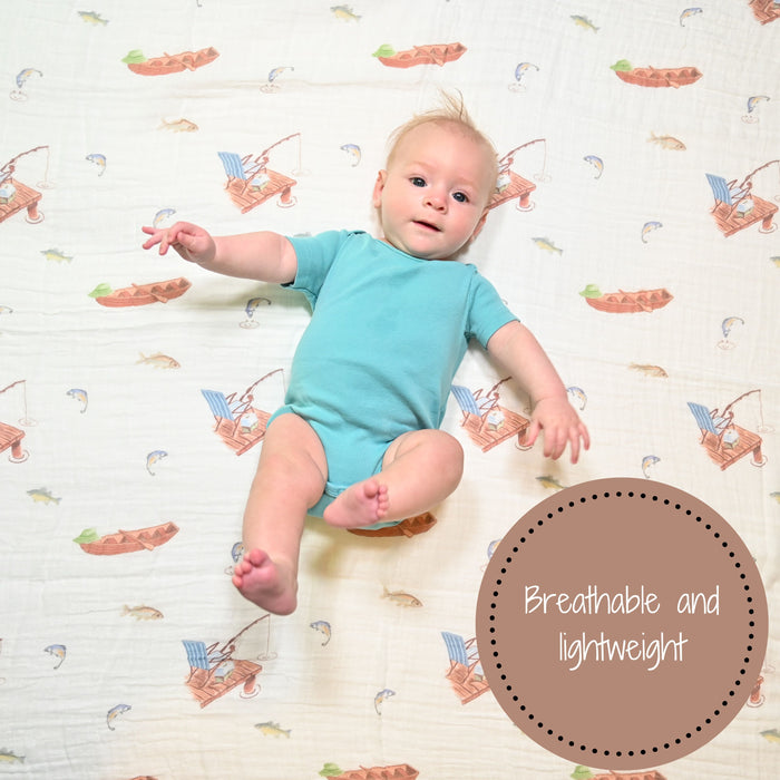 Gone Fishing Swaddle Blanket