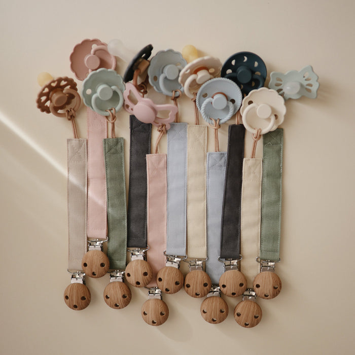 Linen Pacifier Clip 2-Pack - Nature Baby Outfitter