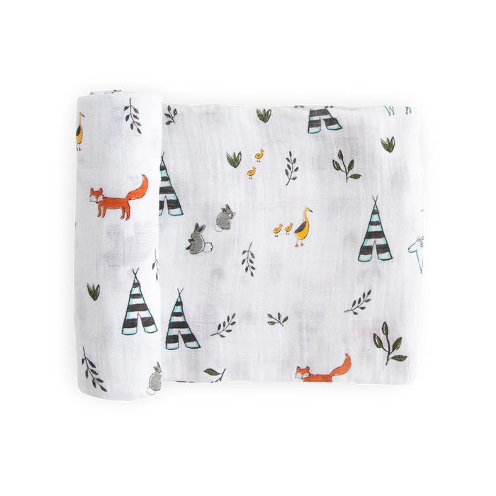Cotton Muslin Swaddle Single Forest Friends