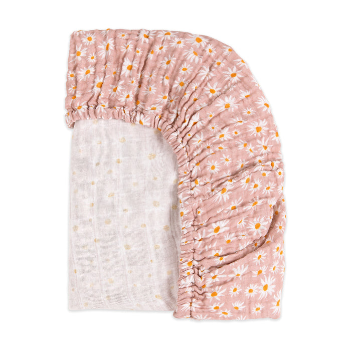 T28033,Babyletto,Daisy Muslin All-Stages Midi Crib Sheet in GOTS Certified Organic Cotton