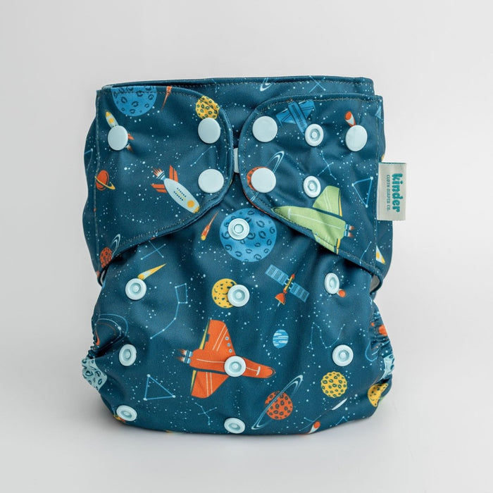 Space and Sky: Essentials Pocket Cloth Diaper with Athletic Wicking Jersey, Grows with your Baby