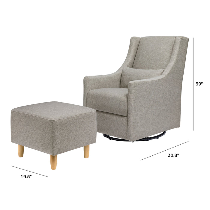 Babyletto Toco Swivel Glider and Ottoman in Eco-Performance Fabric | Water Repellent & Stain Resistant