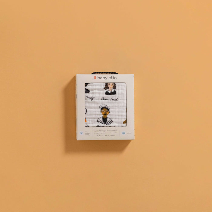 T28434,Babyletto,Women In History Muslin All-Stages Bassinet Sheet in GOTS Certified Organic Cotton