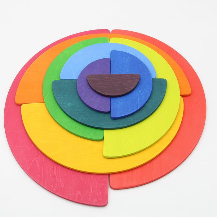 11 Pcs Large Wooden Rainbow Stacking Semi-Circles – Primary Colors