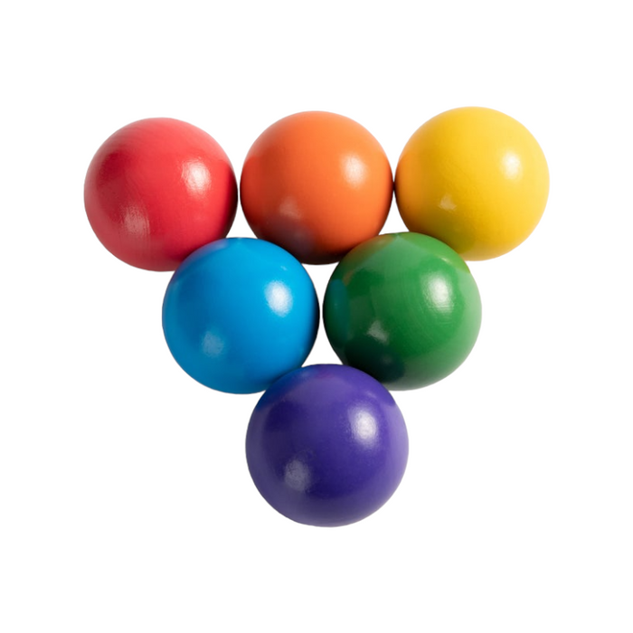 **Pre-order (Ships in 1-2 Weeks)**6-Piece Rainbow Wooden Balls – 1.8" Diameter