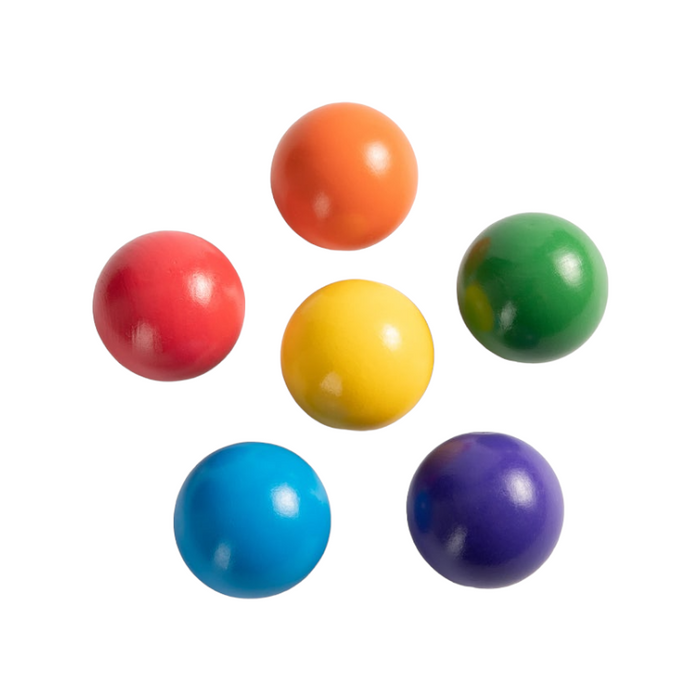 **Pre-order (Ships in 1-2 Weeks)**6-Piece Rainbow Wooden Balls – 1.8" Diameter