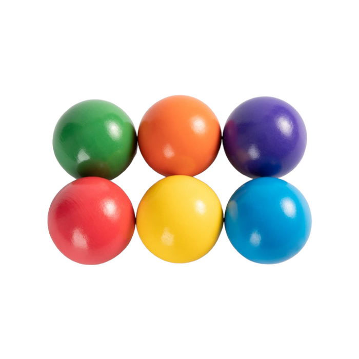 **Pre-order (Ships in 1-2 Weeks)**6-Piece Rainbow Wooden Balls – 1.8" Diameter