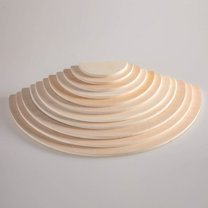 11-Piece Large Wooden Rainbow Stacking Semi-Circle Building Board Set – Natural Colors