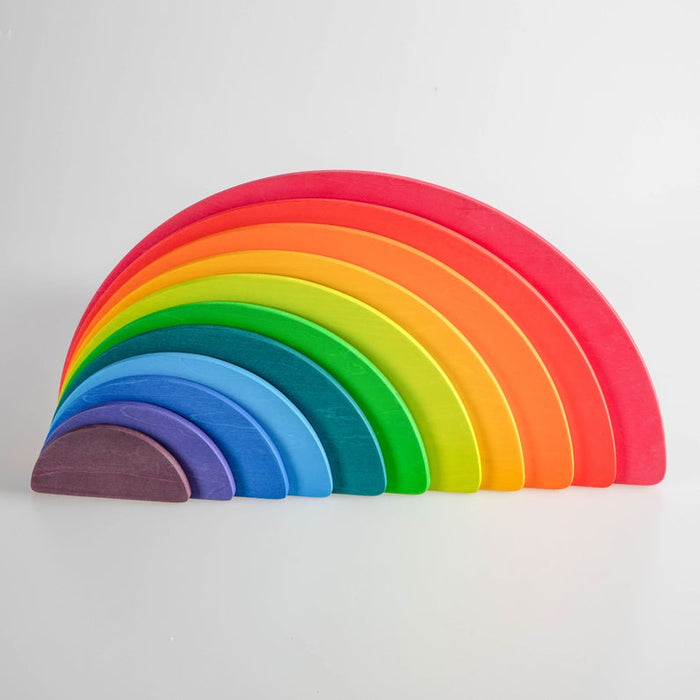 11 Pcs Large Wooden Rainbow Stacking Semi-Circles – Primary Colors