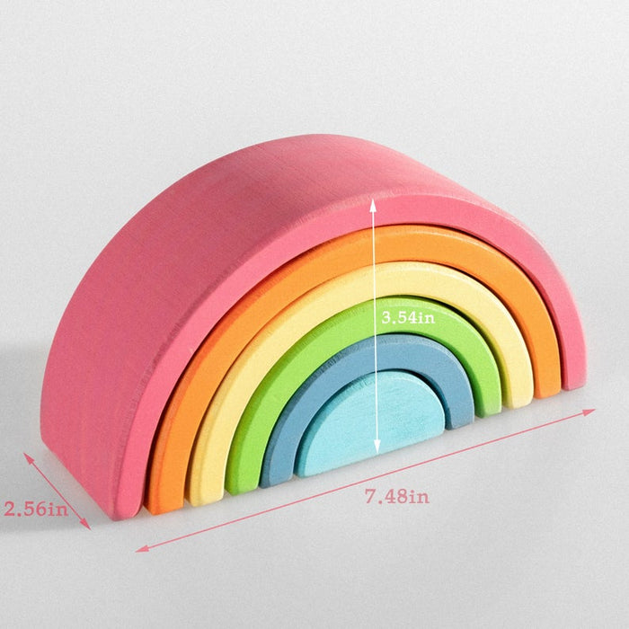 **Pre-order (Ships in 2-3 Weeks)**6 Pcs Small Rainbow Stacking Blocks – Pastel / Macaron Colors