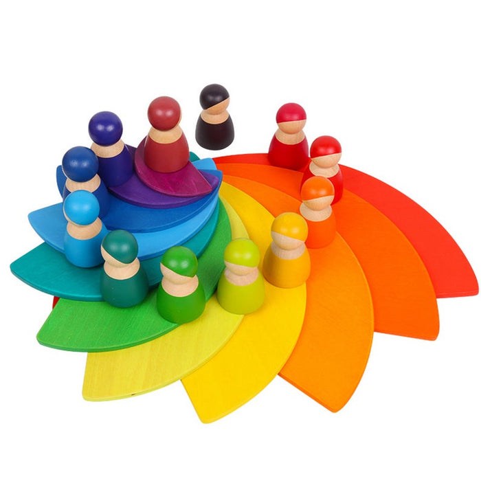 11 Pcs Large Wooden Rainbow Stacking Semi-Circles – Primary Colors