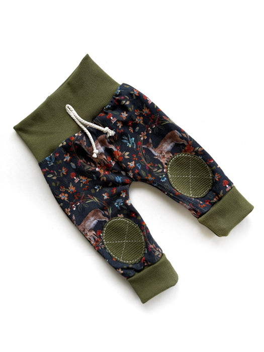 Olive Doe-a-Deer Knee Patch Joggers