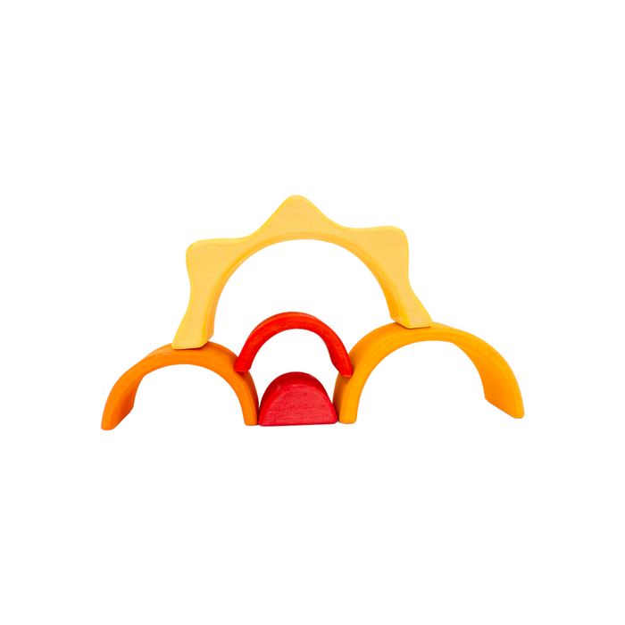 **Pre-order (Ships in 1-2 Weeks)**5-Piece Stained Mini Wooden Sun Rainbow Stacker