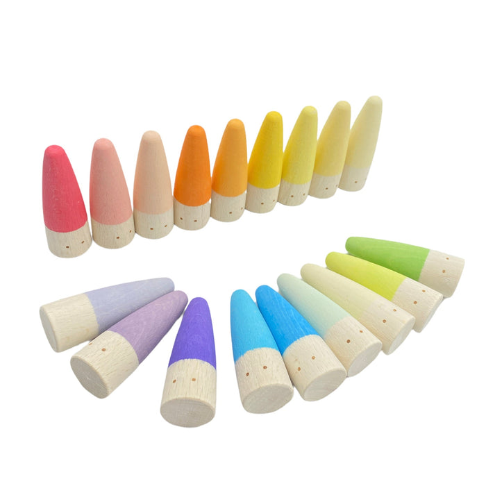 18-Piece Stained Wooden Stick Gnomes
