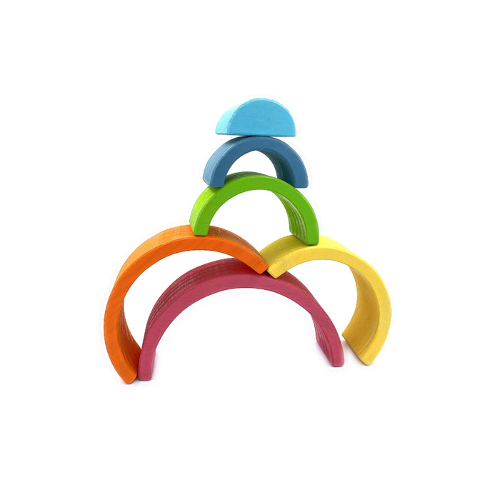**Pre-order (Ships in 2-3 Weeks)**6 Pcs Small Rainbow Stacking Blocks – Pastel / Macaron Colors