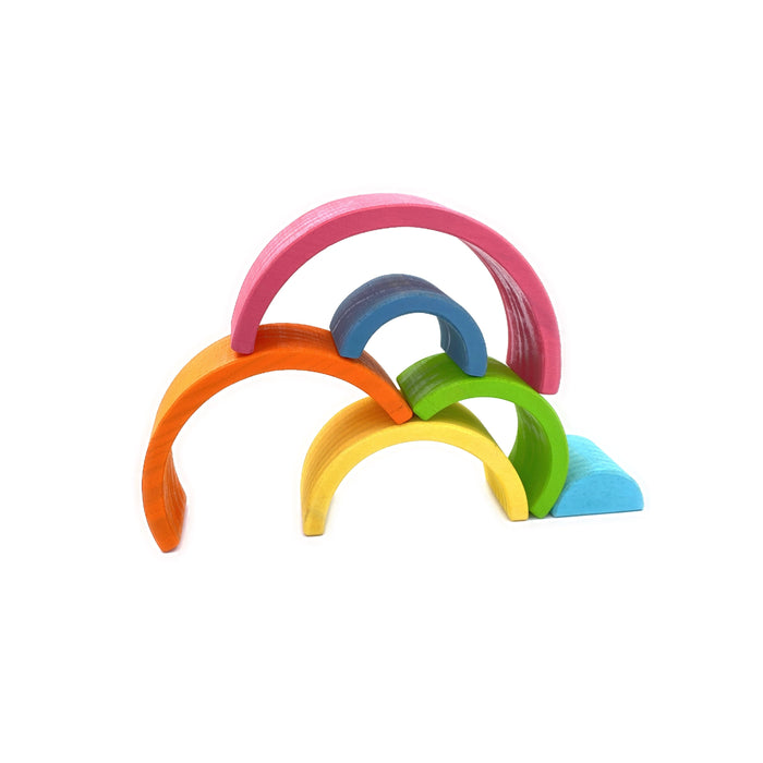 **Pre-order (Ships in 2-3 Weeks)**6 Pcs Small Rainbow Stacking Blocks – Pastel / Macaron Colors