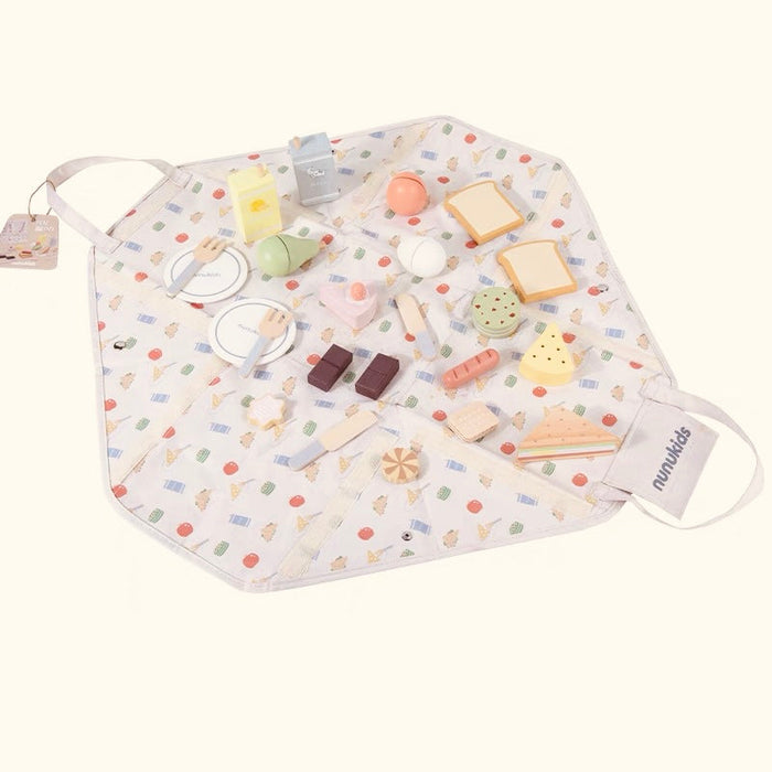 24-Piece Wooden Picnic Pack Pretend Play Set | Food Cutting & Role Play