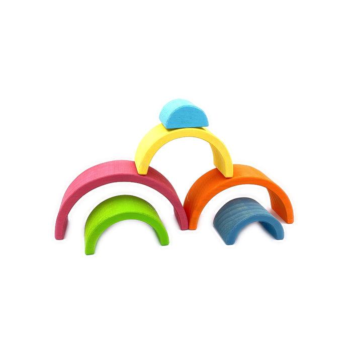 **Pre-order (Ships in 2-3 Weeks)**6 Pcs Small Rainbow Stacking Blocks – Pastel / Macaron Colors