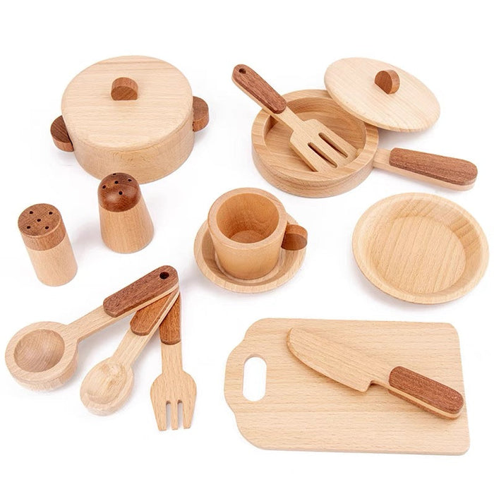 **Pre-order (Ships in 2-3 Weeks)**15 Pcs Wooden Kitchen Cookware Playset