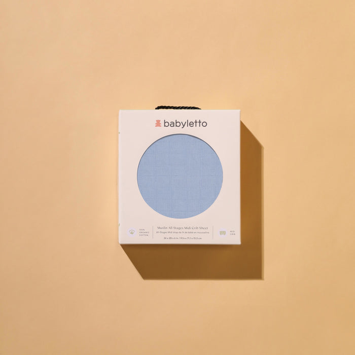 T29633DP,Babyletto,Dewdrop Muslin All-Stages Midi Crib Sheet in GOTS Certified Organic Cotton