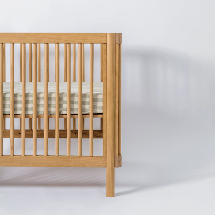 T30533,Babyletto,Moss Stripe Muslin All-Stages Midi Crib Sheet in GOTS Certified Organic Cotton