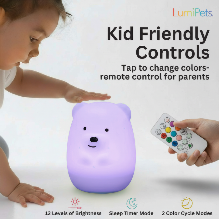 LumiPets® Benny the Bear- Children's Touch Night Light - Nature Baby Outfitter